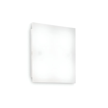 The Lightify 4 Light Ceiling & Wall Light, featuring a minimalist square design and a frosted white panel, emits a gentle glow against a plain white background. Its sleek design seamlessly complements modern decor, providing a versatile lighting fixture that blends effortlessly into any space.