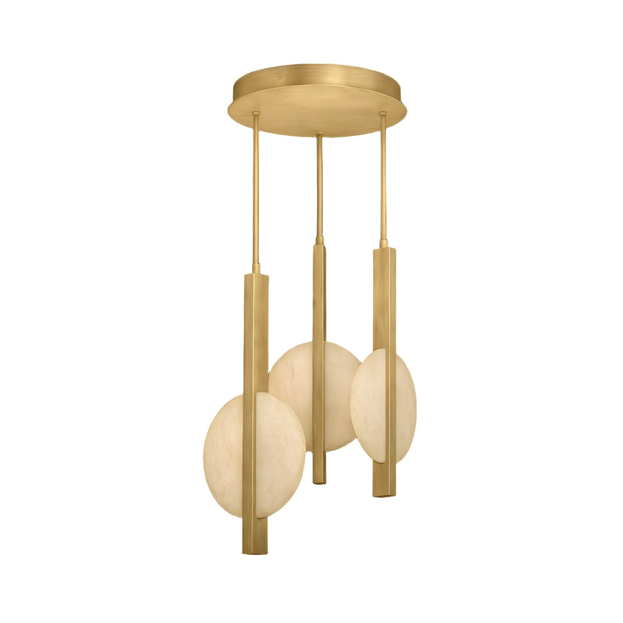 Elyra 3 Light LED Alabaster Cluster Pendant Light – Brushed Brass & Soft White