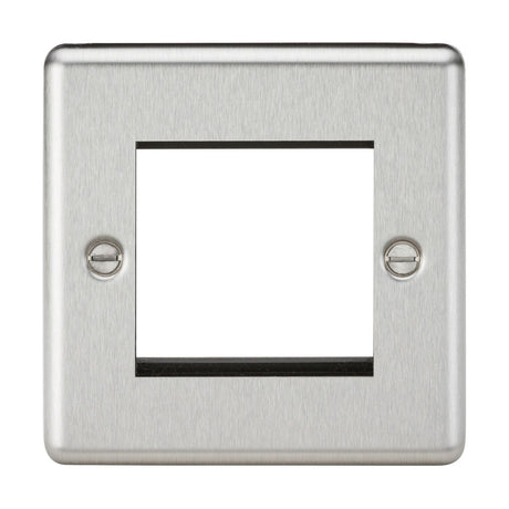 2 Gang Modular Faceplate - Brushed Chrome (Rounded Edge)