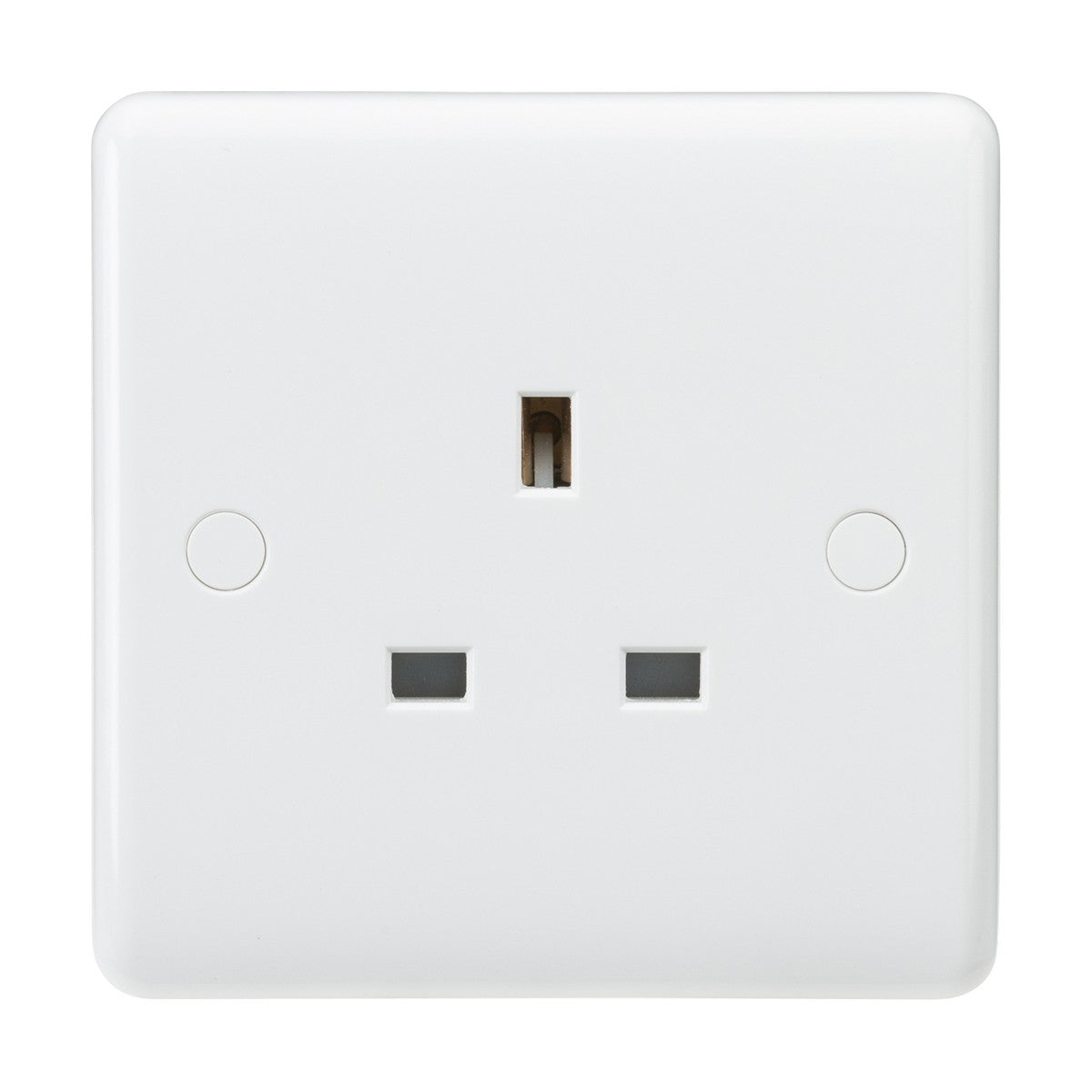 White Rounded Plug Sockets 13A 1 Gang Unswitched Socket White Rounded Edge | Niori