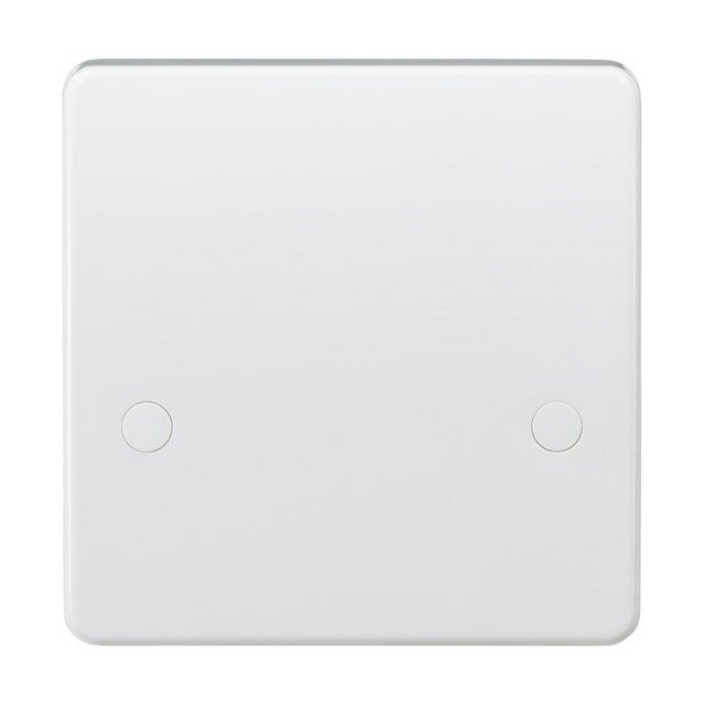 A 45A Cooker Connection Unit (Rounded Edge) with a white plastic finish and two small circular screw covers, designed with a concealed fitting for a sleek square appearance.