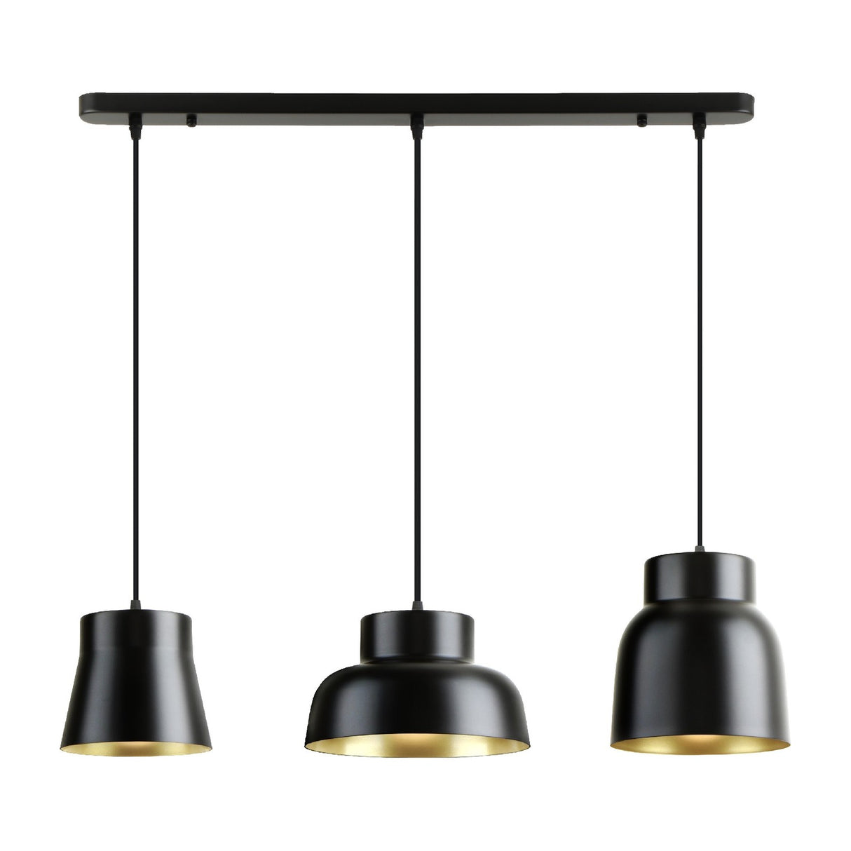 Vulcano 3 Light Bar Pendant - Black and Gold