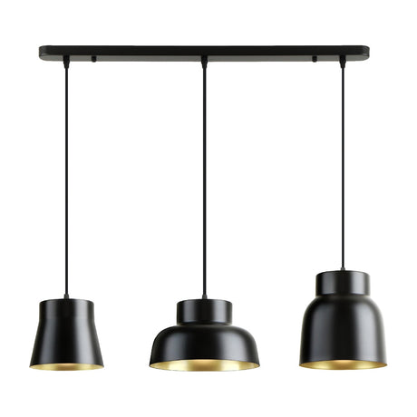 Vulcano 3 Light Bar Pendant - Black and Gold