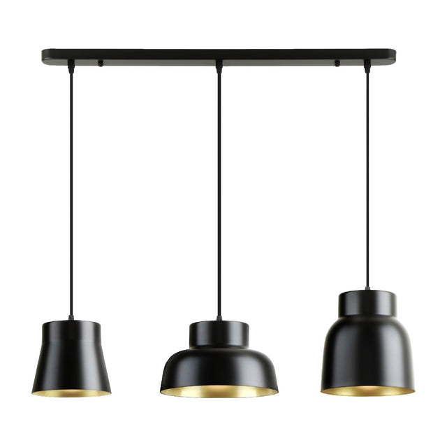 Vulcano 3 Light Bar Pendant - Black and Gold