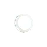 The Zephyrus Round LED Ceiling & Wall Light, featuring a 13.5W output and a 3000K color temperature in a sleek white finish with a diameter of 17cm, is mounted on a plain white background, making it perfect for modern interiors.
