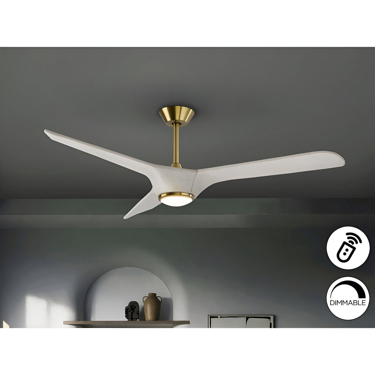 Alisios CCT Dimmable LED Wood Ceiling Fan Light - White/Gold