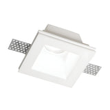 Introducing the Flairix-3 Square Recessed Downlight - White, featuring a sleek white frame and metallic perforated wings for effortless installation. This energy-efficient fixture combines modern minimalism with functionality, offering a dimmable feature and designed to mount flush with the ceiling.