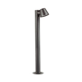 Introducing the Quasar Outdoor Bollard Light - Anthracite, a sleek and modern outdoor path light. Featuring a cylindrical black pole with an anthracite finish and an angled top light, this fixture is expertly crafted from durable aluminum to provide minimalist elegance while gracefully illuminating pathways and gardens.