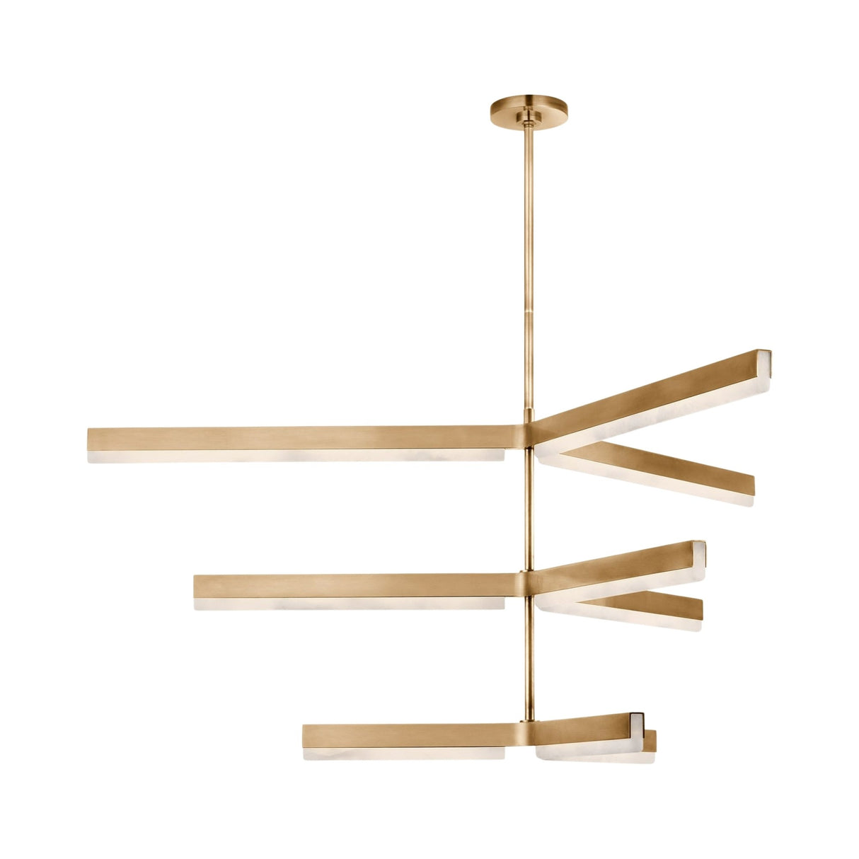 Elvaris LED 3 Tier Radial Alabaster Chandelier – Brushed Brass & Soft White