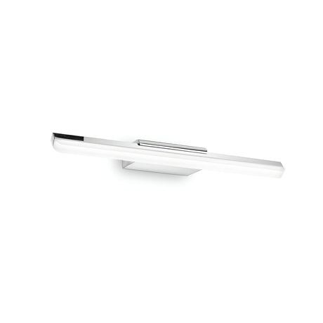 Introducing the Luxix LED Bathroom Mirror Light, a sleek and modern wall-mounted fixture that features a minimalist design with a rectangular shape. This light, measuring 42cm, boasts a chic chrome accent against a white background and emits 11W of soft 3000K brightness to effortlessly enhance any space.