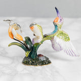 Hummingbird and Lily Handpainted Metal Alloy Trinket Box