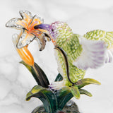 Hummingbird and Lily Handpainted Metal Alloy Trinket Box