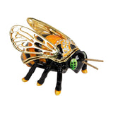Hand Painted Bee Metal Trinket Box with Lid - Black & Gold