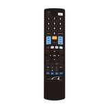 Unbranded JL3088 universal 4-device remote control in black with numeric keypad, navigation pad, and Netflix, YouTube, Prime Video shortcuts.