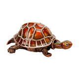 Tortoise Metal Trinket Box with Hinged Shell Lid - Brown