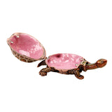 Tortoise Metal Trinket Box with Hinged Shell Lid - Brown