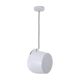 The Mono LED Pendant Light - White features a modern cylindrical shade and black cord, suspended from a round white ceiling mount—ideal for stylish, contemporary kitchen lighting.