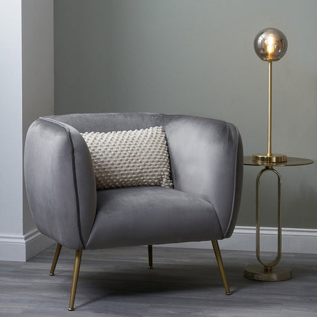 Lucca Dove Grey Velvet & Iron Armchair - 80cm
