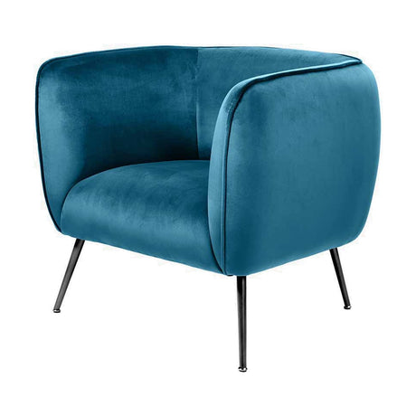 Lucca Sapphire Blue Velvet & Iron Armchair - 80cm
