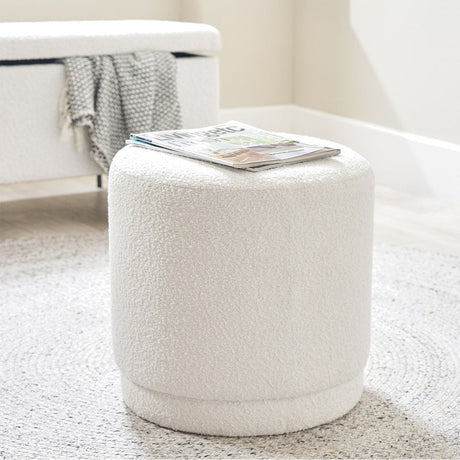 Sassari Bouclé Fabric Cylinder Pouffe - 44cm