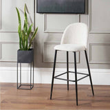 Turi Pebble Linen Mix & Black Iron Bar Stool - 105cm