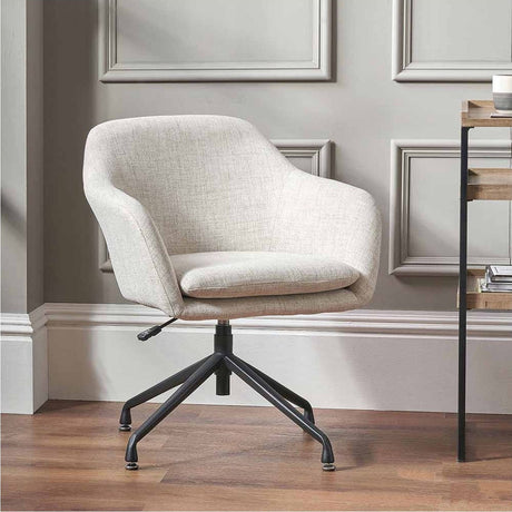 Rosolini Pebble Linen Mix & Black Metal Swivel Rise & Fall Chair
