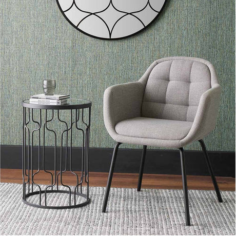Alba Grey Linen Mix & Black Metal Carver Dining Chair