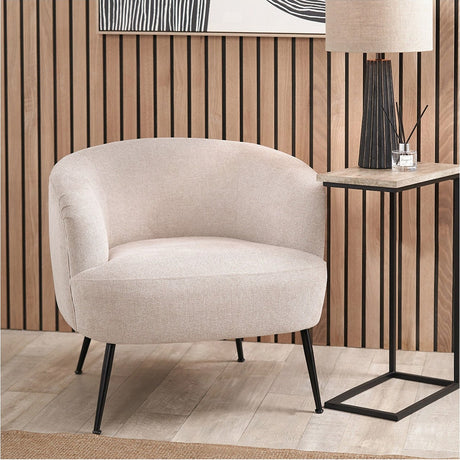 Aviana Natural Chenille & Black Metal Chair - 76cm