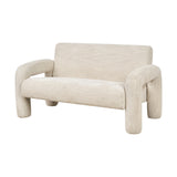 Ravello white textured fabric armed sofa, 145cm, with rounded bolster arms, curved cylindrical legs, and low back cushion, shown on a plain white background.