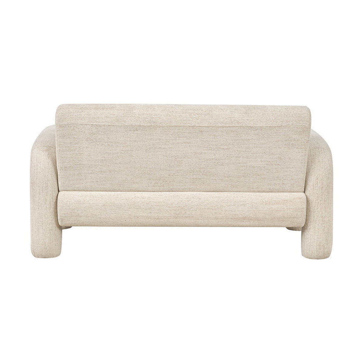 Rear view of the Ravello White Textured Fabric Armed Sofa, 145cm, showing rounded arms and cushioned back on a plain white background.