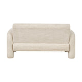 Rear view of the Ravello White Textured Fabric Armed Sofa, 145cm, showing rounded arms and cushioned back on a plain white background.