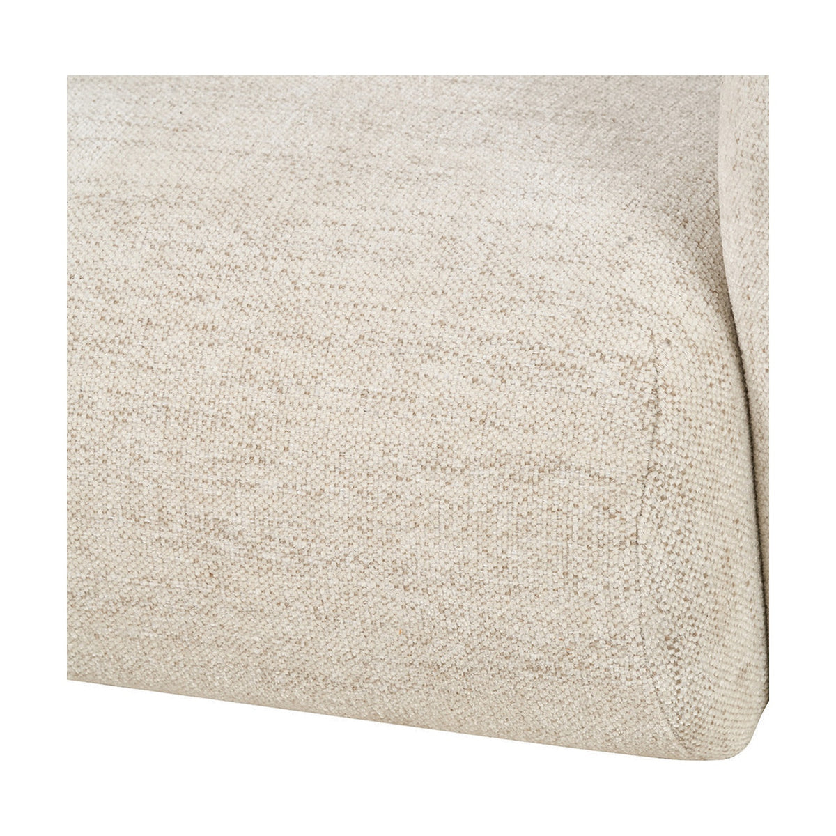 Close-up of the Ravello White Textured Fabric Armed Sofa, 145cm, showing the rounded arm and woven fabric texture in a neutral off-white tone.