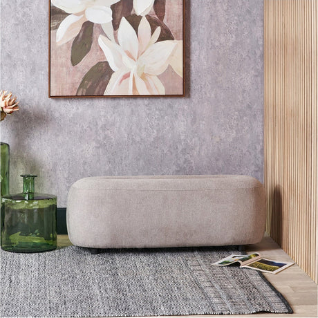 Carin Light Grey Chenille Ottoman - 123cm