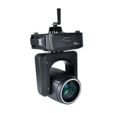 Citronic Orbis 100 LED beam moving head shown inverted with control panel, digital display, and zoom lens visible on a plain white background.