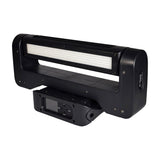 Citronic Infinity RGB Flying Strobe Moving Head by AVSL with LED strobe bar, matte black casing and LCD control panel, on a white background.