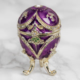 Small Handpainted Egg Metal Trinket Box with Feet - Purple