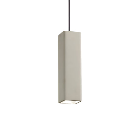 The Muse 1 Light Square Concrete Pendant in grey showcases a minimalist square design with a smooth finish, suspended from a sleek black cord against a white background. This geometric lighting fixture enhances modern interiors with its simple, elegant design.