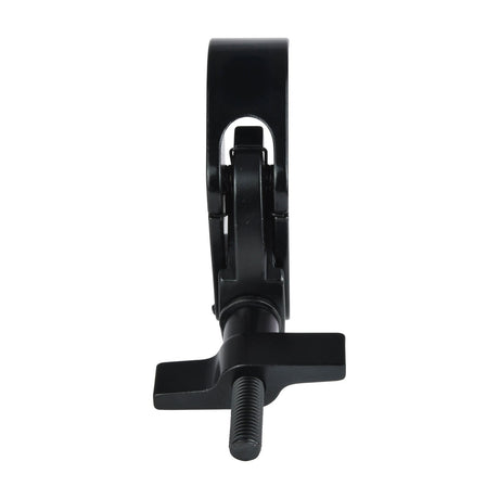 Citronic Fast Fit Clamp in matt black for truss mounting, shown from the side with M10 bolt and wing nut fixings, on a plain white background.