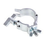 Citronic 48-51mm truss mount O-clamp in silver with M10 bolt, wing nut and spring washer, shown on a plain white background.