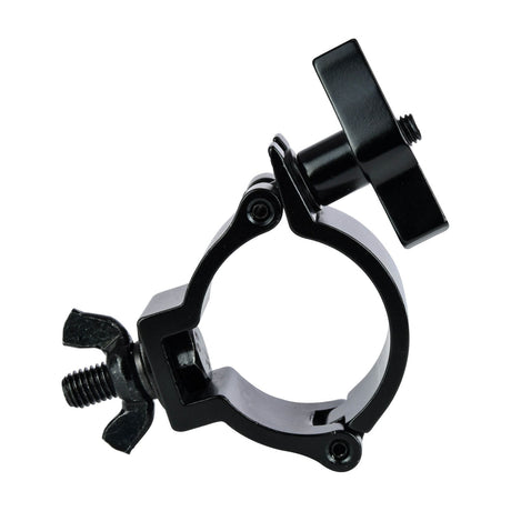 Citronic 48-51mm truss mount O-clamp by AVSL in matt black with wing nut bolt and thumb screw fixings, shown on a plain white background.