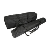 QTX carry bag set for PAR bar and tripod stand by AVSL, showing two black nylon padded bags with zip fasteners and webbing handles.