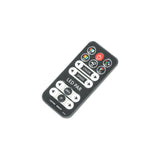 QTX LED Par Can wireless remote with power button, colour and speed controls, DMX and IP settings, on a plain white background.