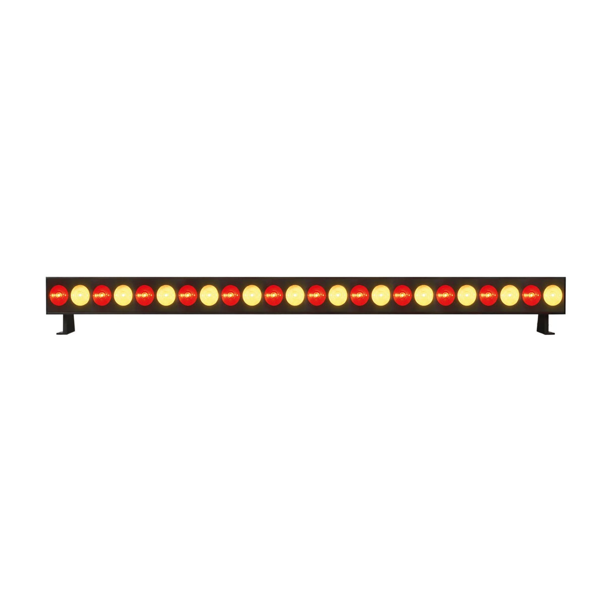 AVSL QTX 24x3W LED wall wash bar in matt black with alternating red RGB and amber beam LEDs across a 1-metre housing, shown on a white background.