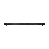 Rear view of the AVSL QTX 24x3W LED wall wash bar in matt black, showing XLR and power ports, digital display, and tilt-adjustable mounting brackets.