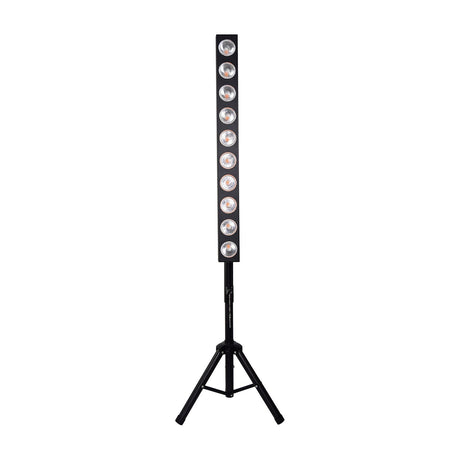 Citronic Amber Blinder LED bar by AVSL with ten COB LEDs in a black vertical housing, mounted on a black tripod stand against a white background.