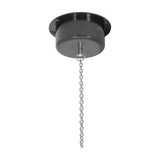 QTX low noise disco ball motor by AVSL with black ABS ceiling-mount housing, steel chain and hook, shown on a plain white background.