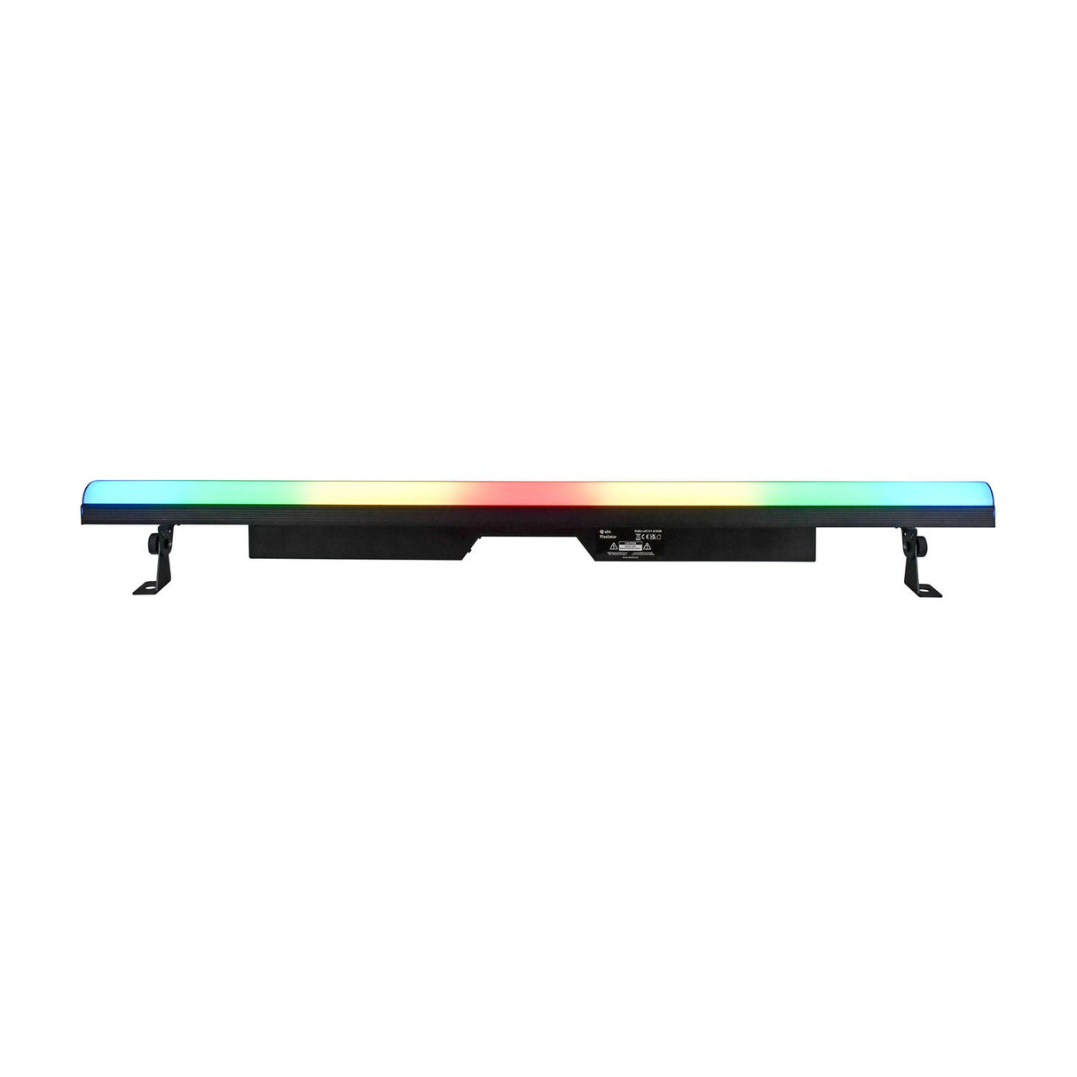 QTX Pixelator 144 RGB Pixel LED effects bar by AVSL, shown with multicoloured lit strip and dual tilt brackets on a plain white background.