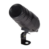 QTX 10W RGBW LED spotlight in black with tilt-adjustable bracket and narrow-beam lens, shown against a plain white background.