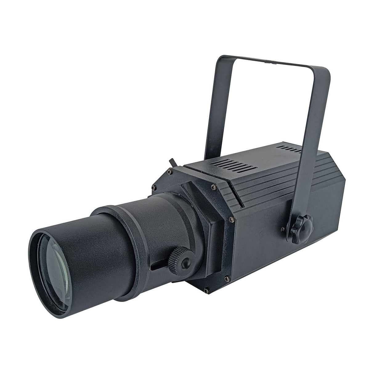Citronic PAR60-RGB 60W RGB LED profile spotlight in matte black with focusing lens barrel and top mounting bracket, shown on a plain white background.