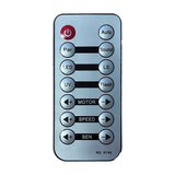QTX Pentaflash infrared remote control with red power button and labelled buttons for Par, Sound, LED, LS, UV, Flash, Motor, Speed and Sen.